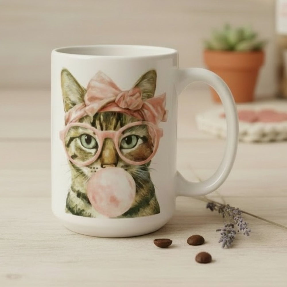 Bubblegum Cat Mug - Picture 1 of 3